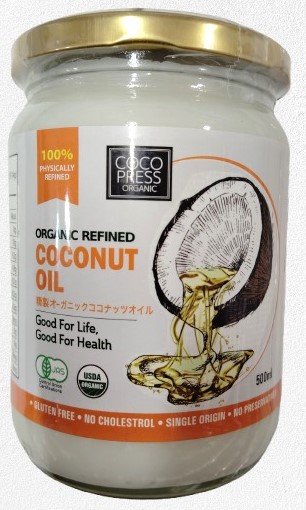 COCONUT OIL  ORGANIC REFINED 500 ml